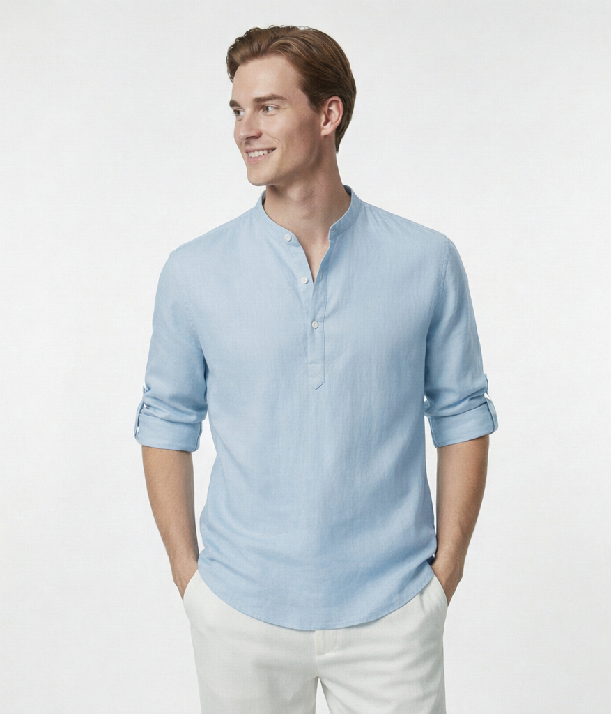 CAPRI LINEN SUMMER SHIRT SKY BLUE