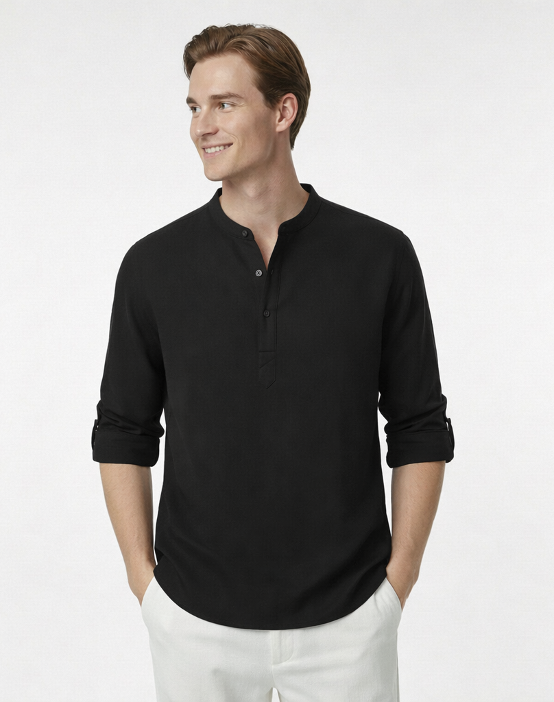 CAPRI LINEN SUMMER SHIRT BLACK