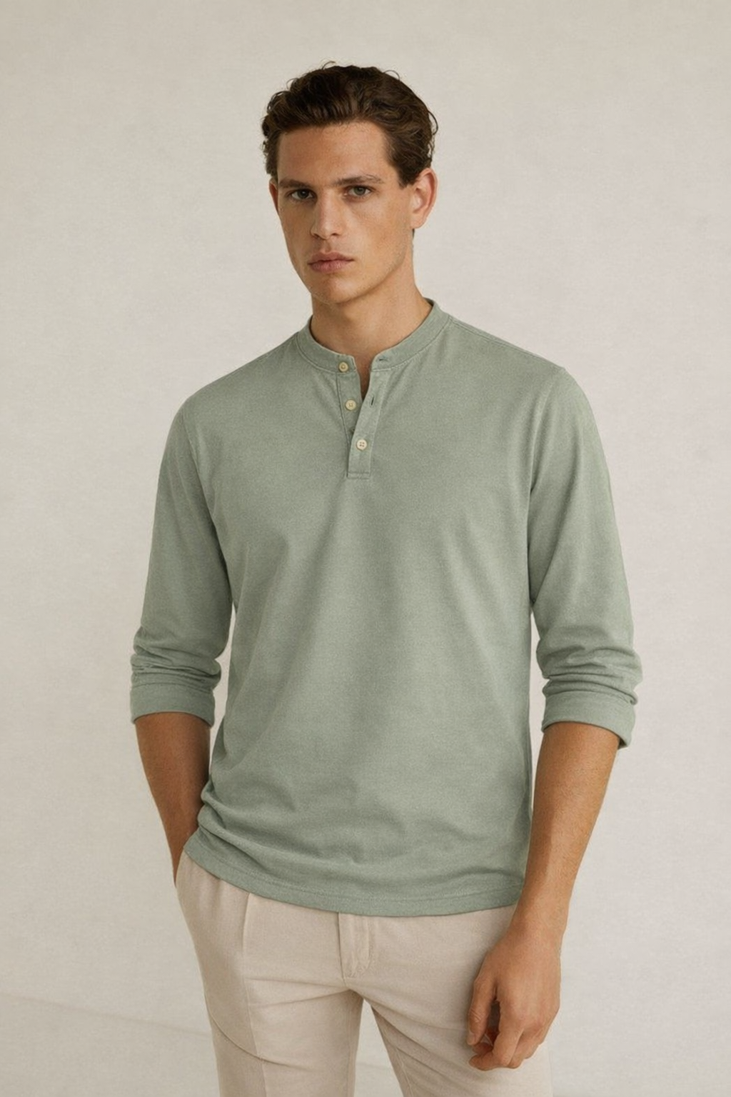 Classic Henley Long Sleeve – Vintage Sage
