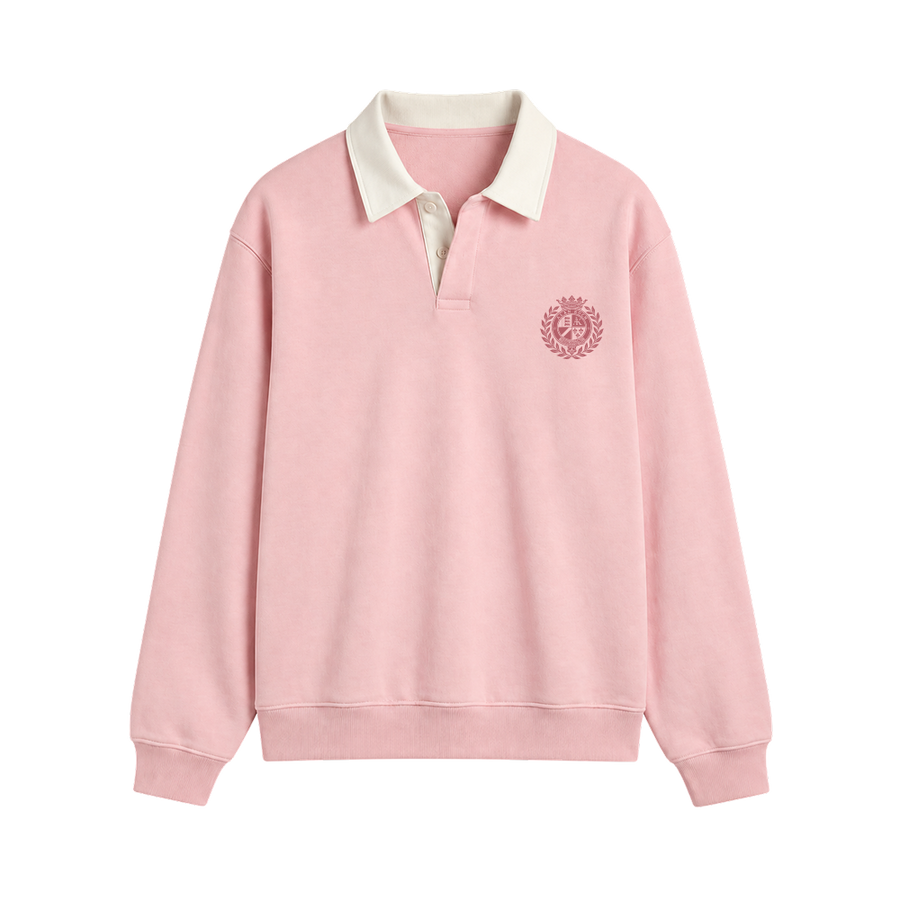 Classic Crest Polo Sweatshirt – Blush Pink