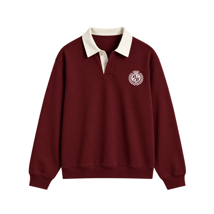 Classic Crest Polo Sweatshirt – Wine Burgundy