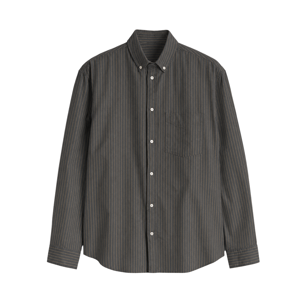 Classic Oxford Stripe Shirt – Charcoal