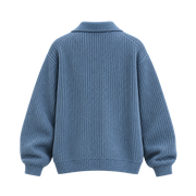 Classic Ribbed Polo Sweater – Dusty Blue