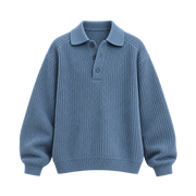 Classic Ribbed Polo Sweater – Dusty Blue