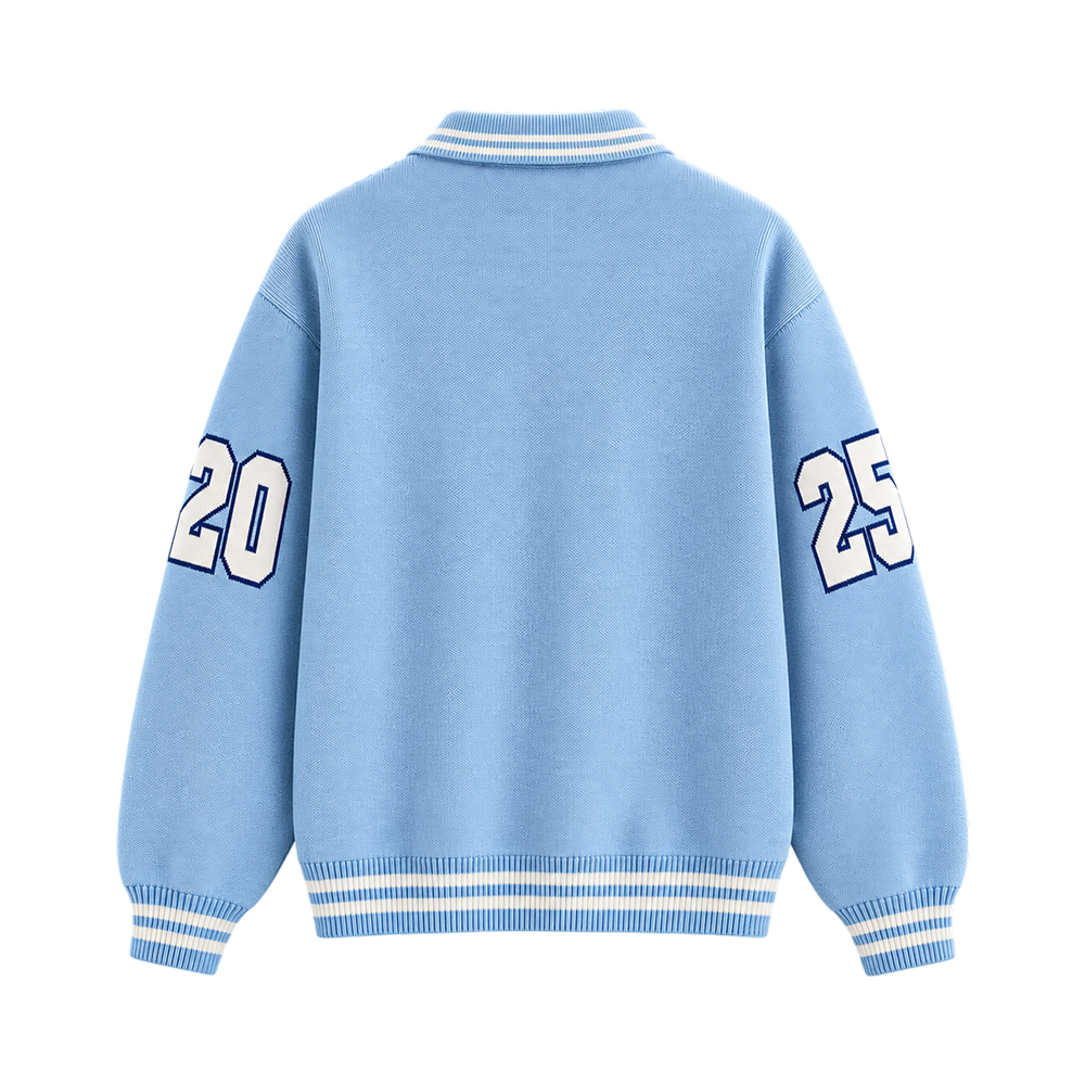 Collegiate Varsity Polo Sweater – Sky Blue