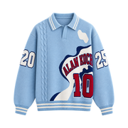 Collegiate Varsity Polo Sweater – Sky Blue