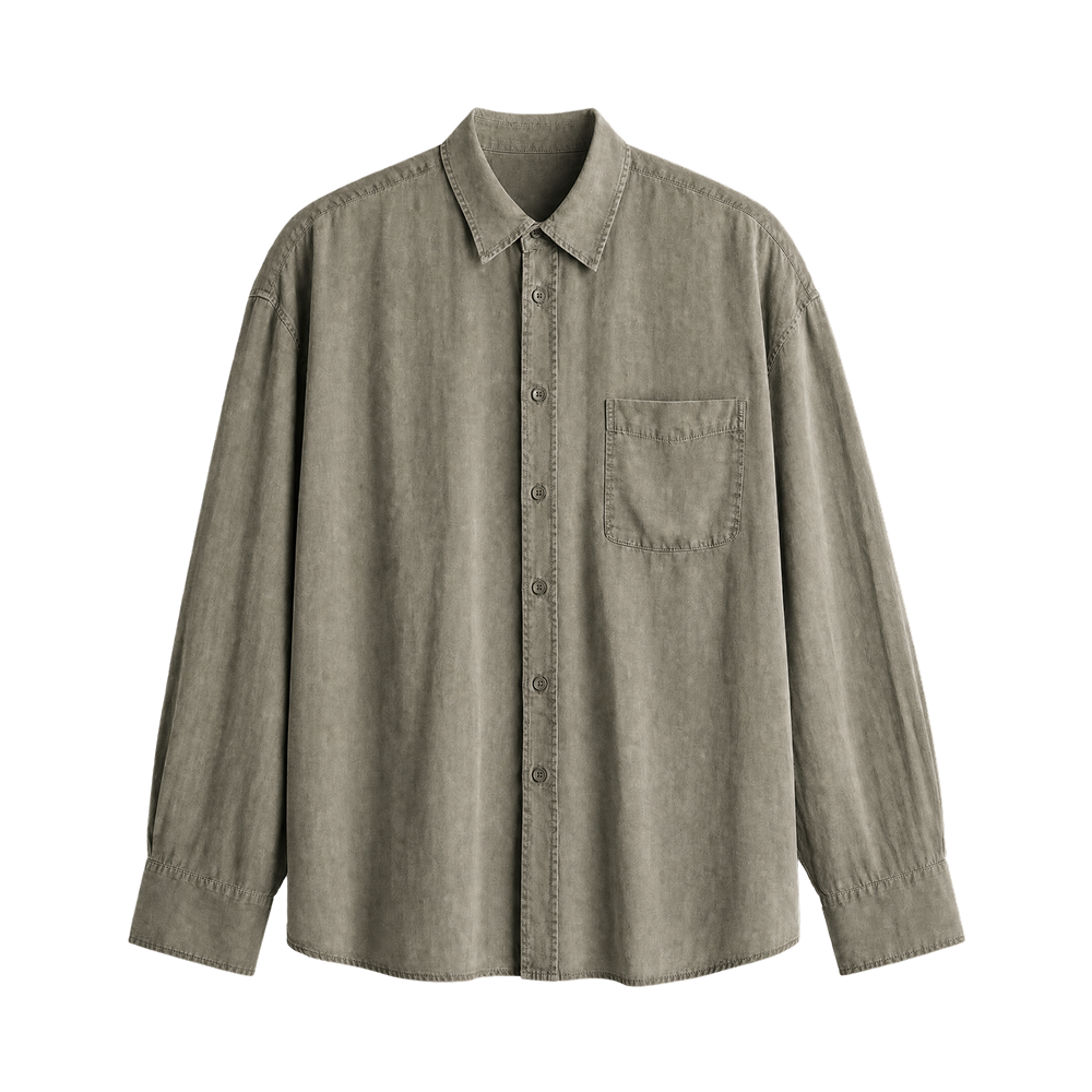 Harbor Linen Blend Shirt - Stone Olive