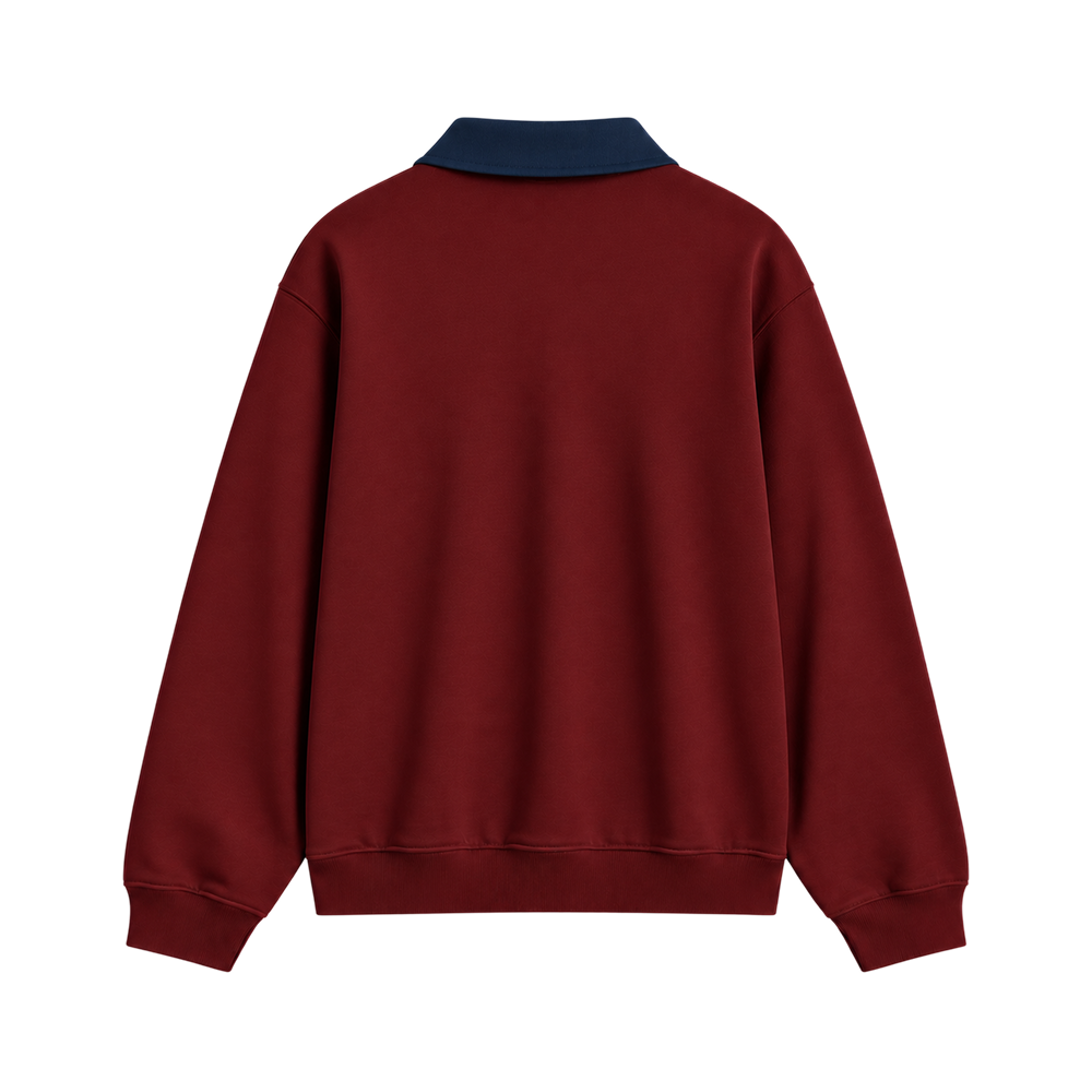 Heritage Stripe Polo Sweatshirt – Maroon Navy