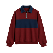 Heritage Stripe Polo Sweatshirt – Maroon Navy