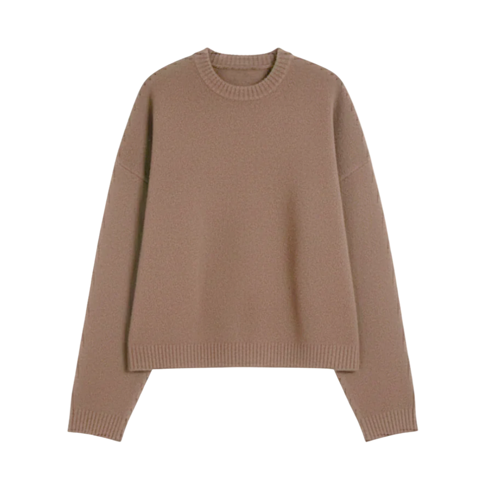 JACQUARD KNITWEAR MUDDY BROWN SWEATER