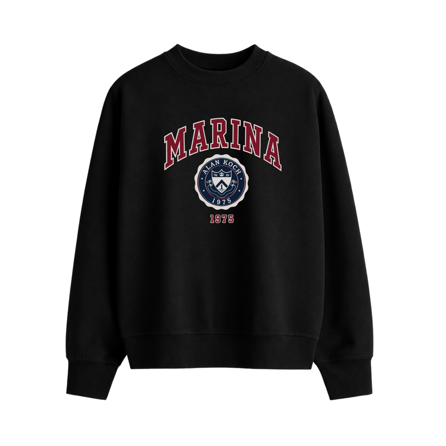Marina Crest Heritage Crewneck Sweatshirt – Jet Black