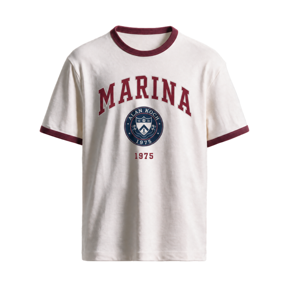 Marina Crest Heritage Ringer Tee - Maroon