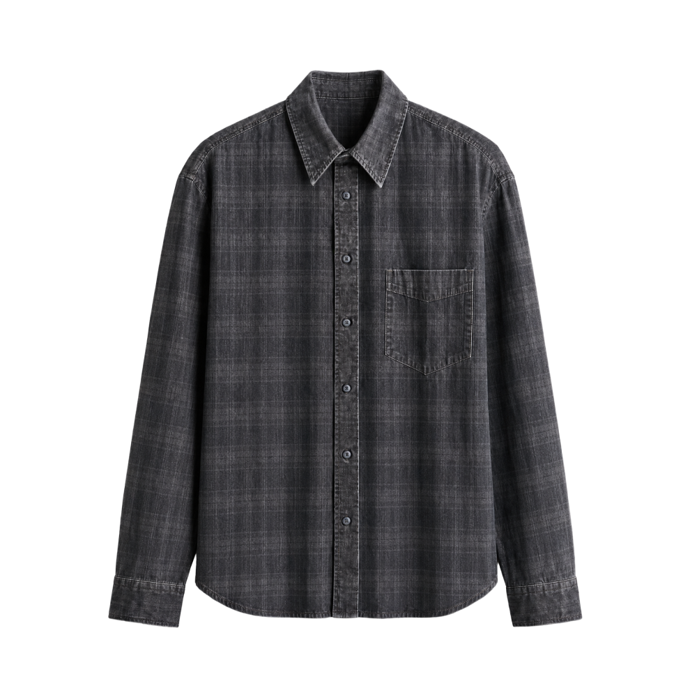 Marlow Denim Plaid Shirt – Washed Charcoal