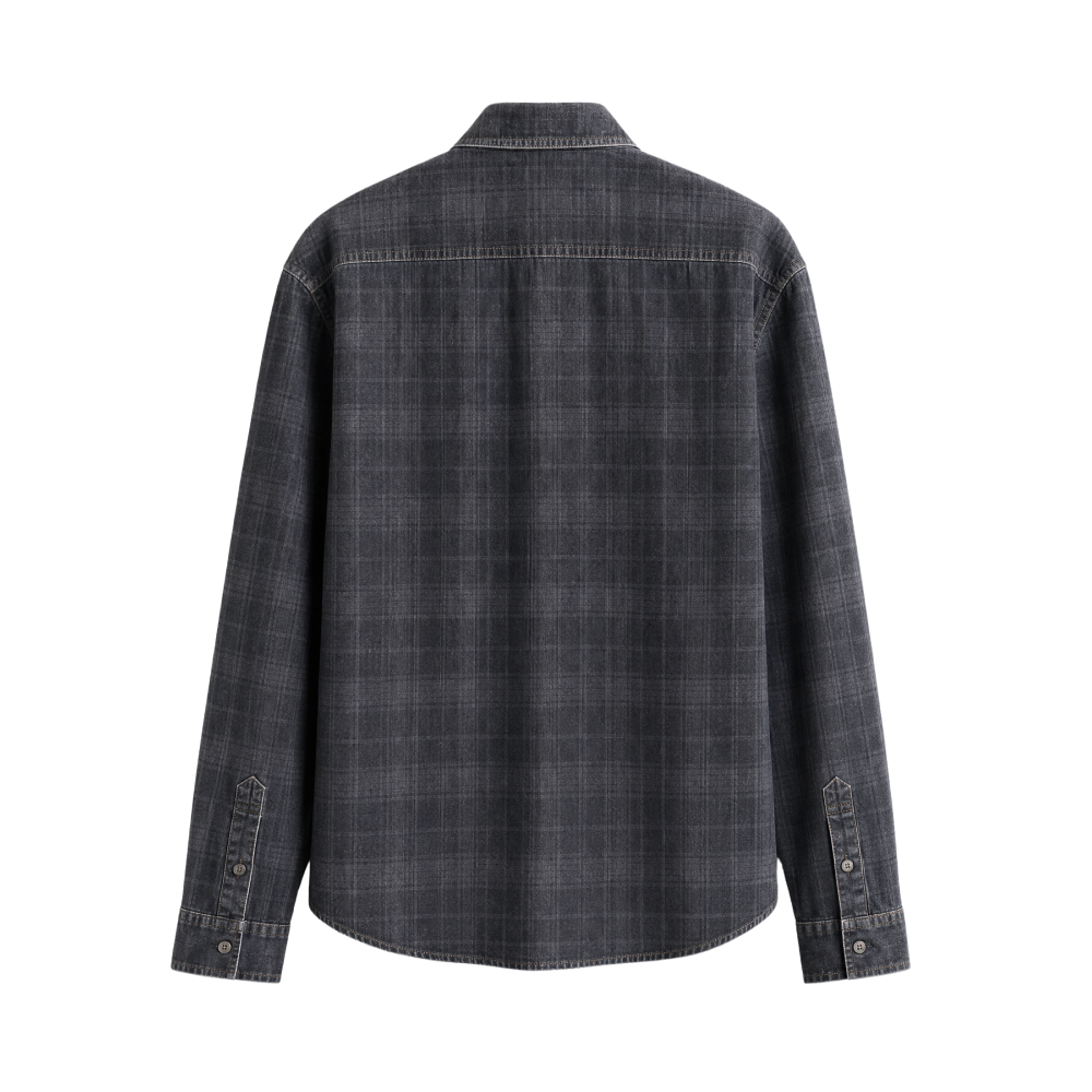 Marlow Denim Plaid Shirt – Washed Charcoal