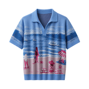 Mediterranean Coast Knit Polo T-Shirt