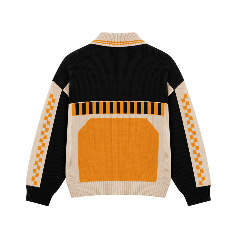 Motorsport Racing Knit Jacket – Black Orange