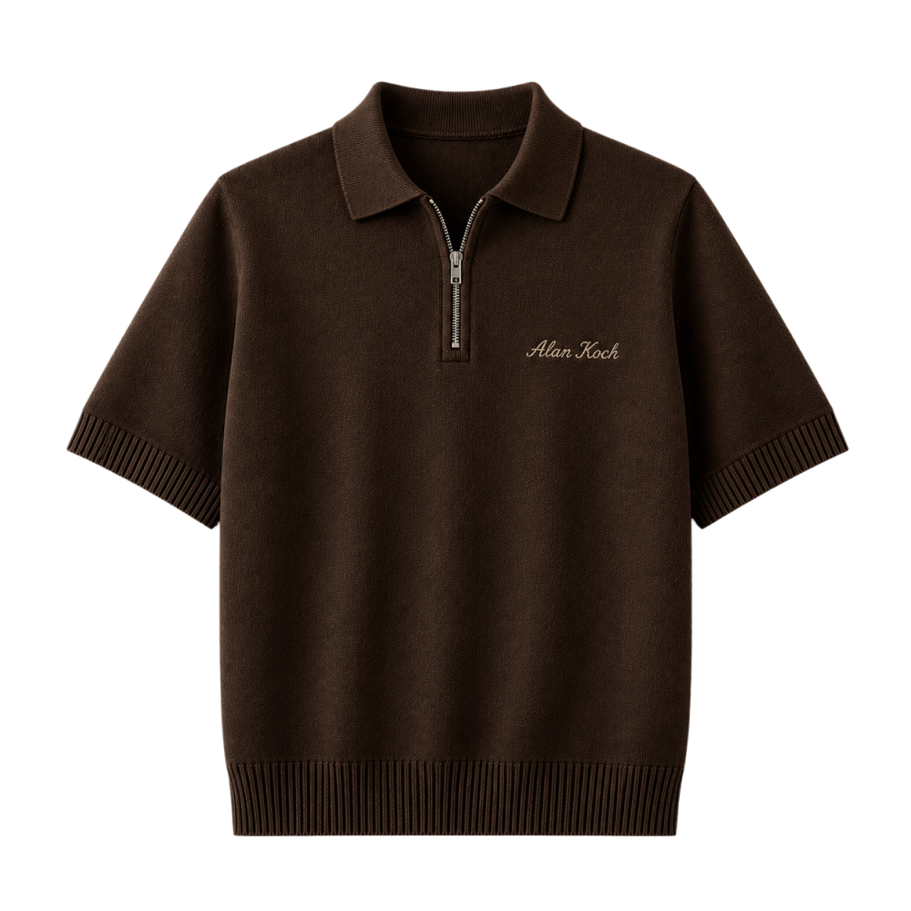 Polo Club Rider Quarter Zip T-shirt - Cocoa