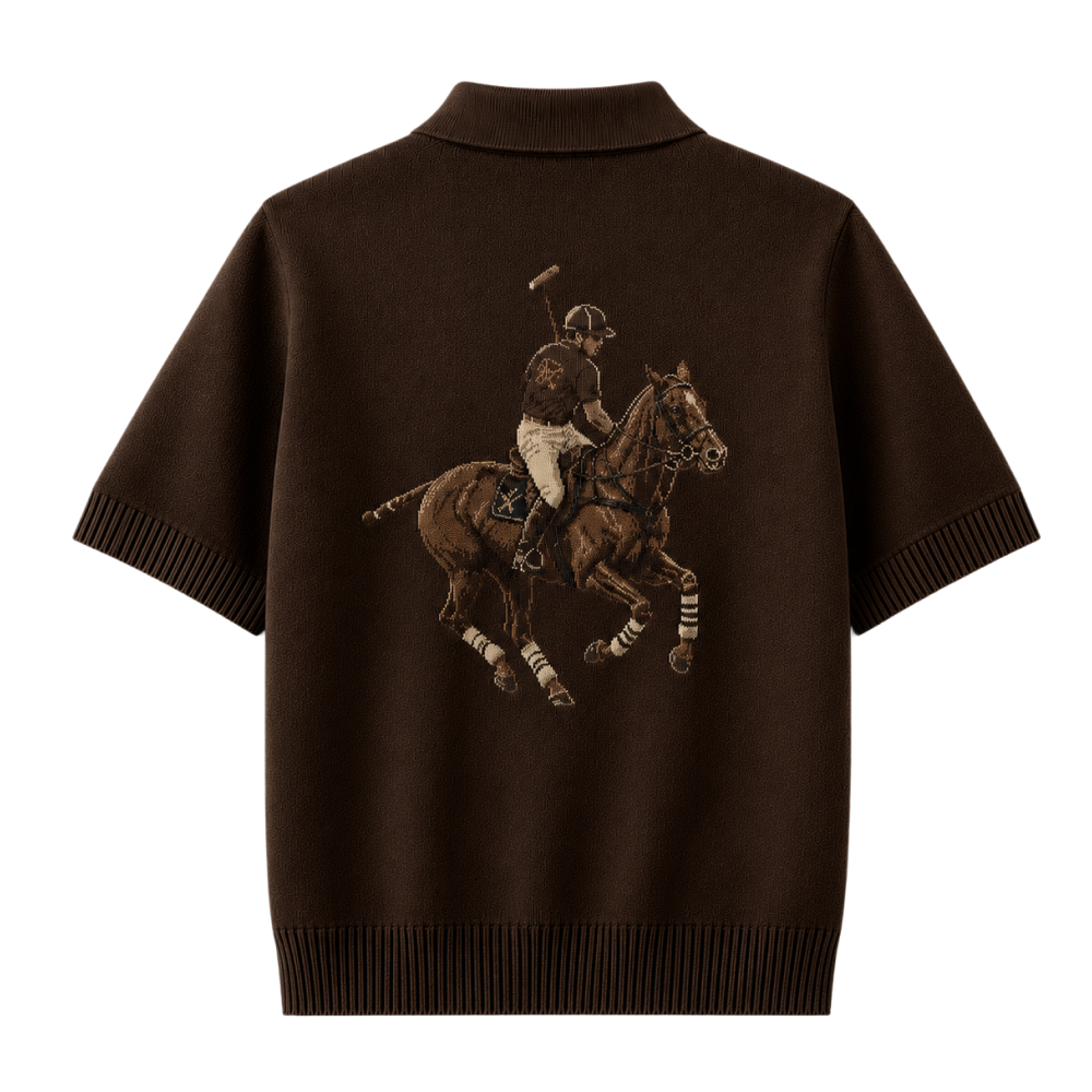 Polo Club Rider Quarter Zip T-shirt - Cocoa