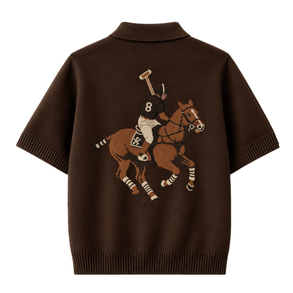 Polo Club Rider Quarter Zip T-shirt - Cocoa