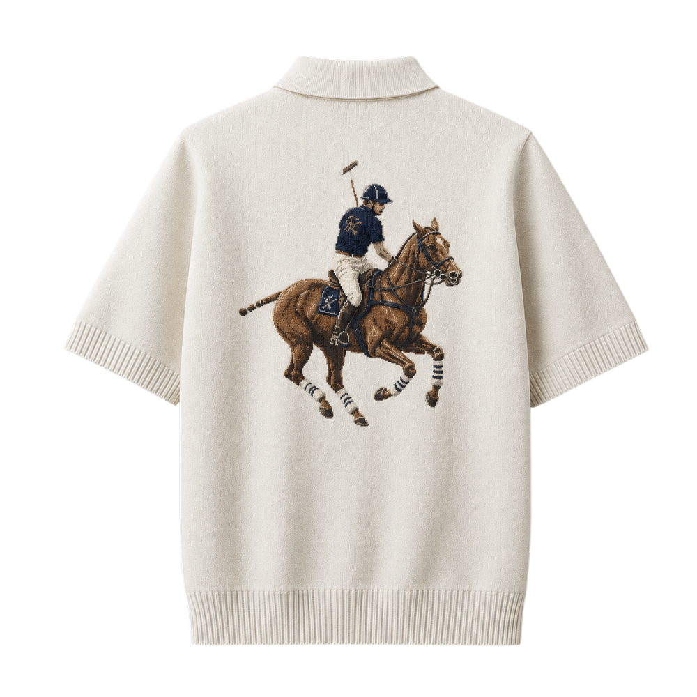 Polo Club Rider Quarter Zip T-shirt - Ivory