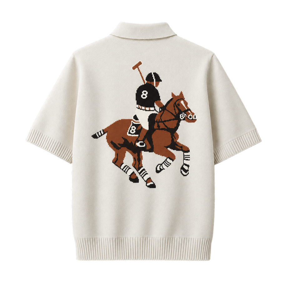 Polo Club Rider Quarter Zip T-shirt - Ivory