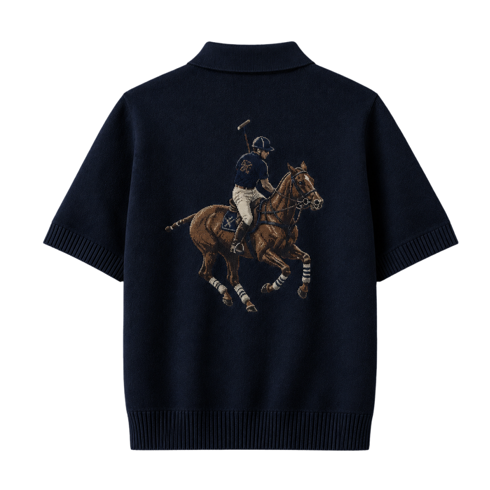 Polo Club Rider Quarter Zip T-shirt - Midnight Navy