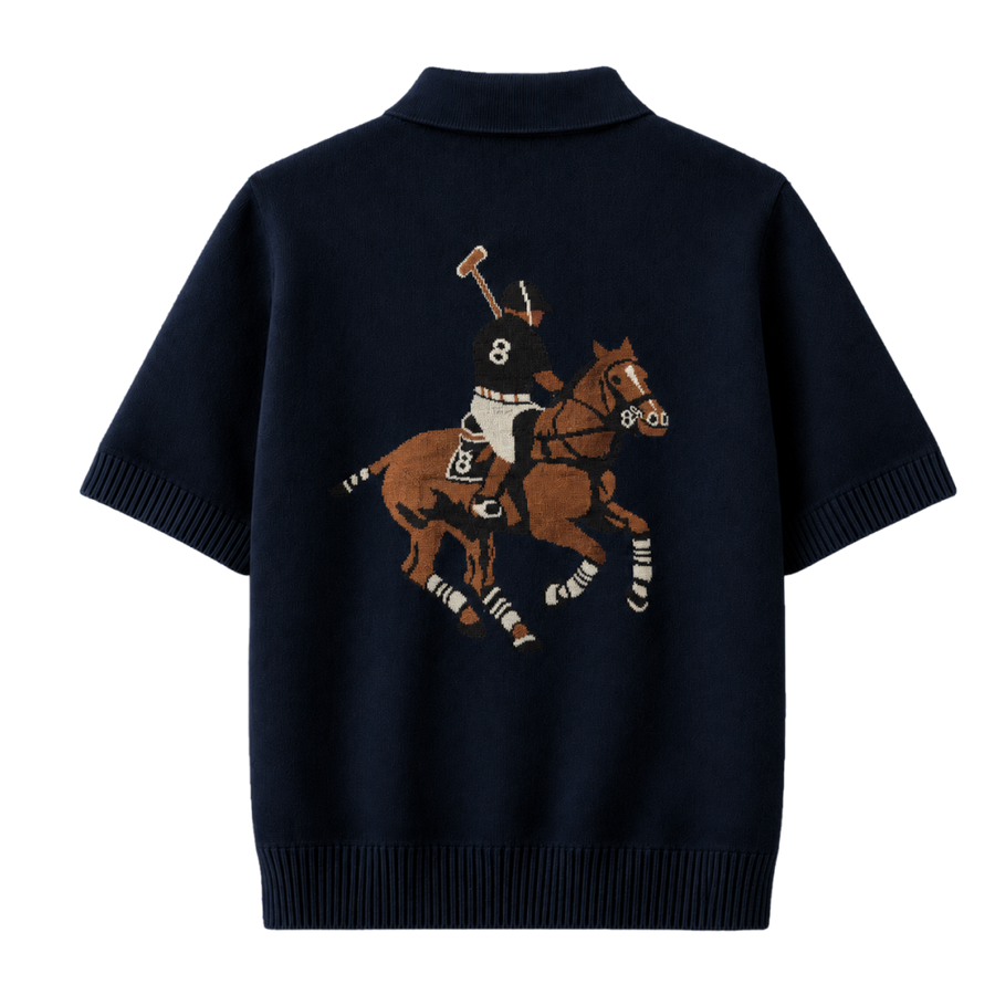 Polo Club Rider Quarter Zip T-shirt - Midnight Navy