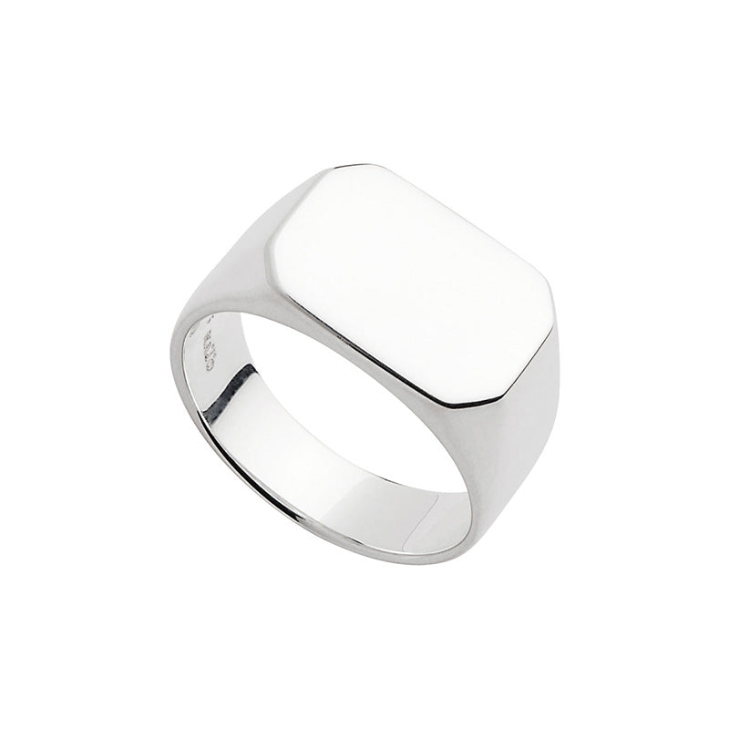 Alan Koch Moto Silver Rectangular Signet Ring