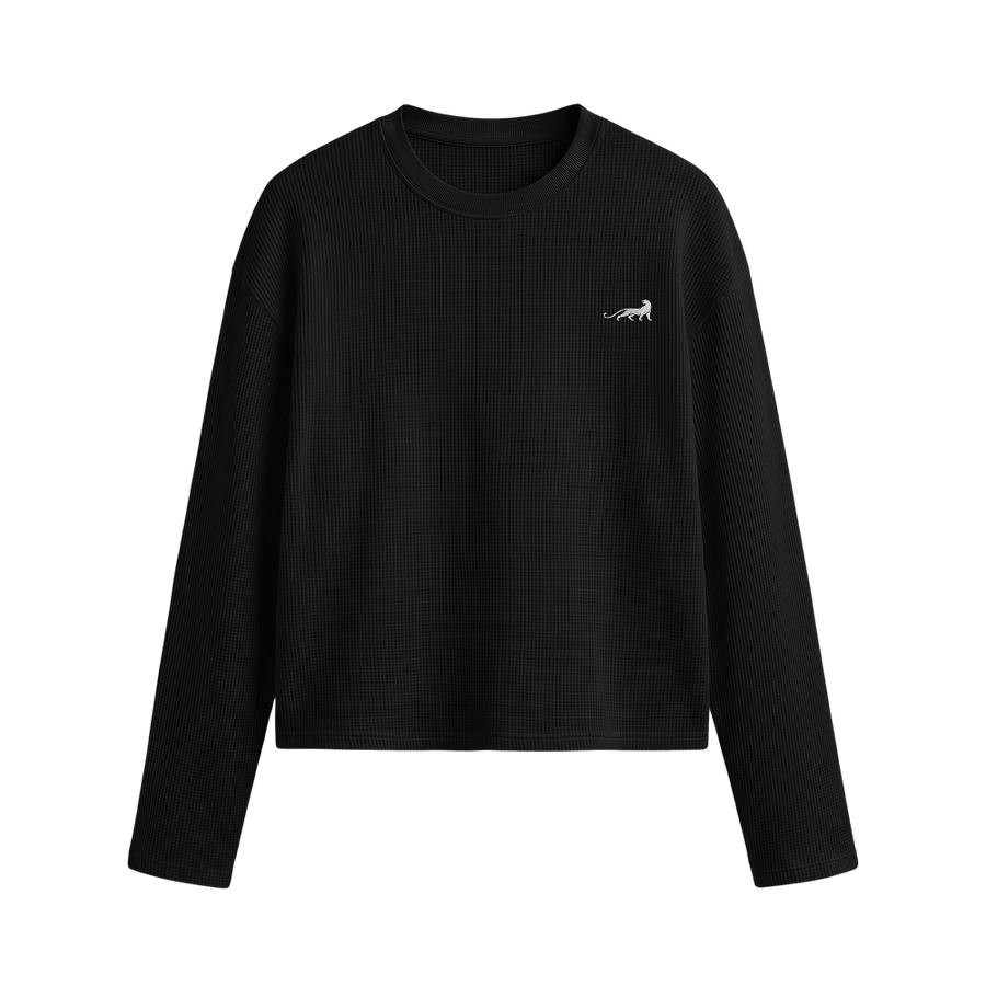 Reserve Relaxed Waffle Tee - Obsidian Black
