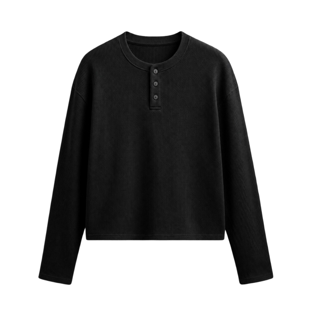 Reserve Waffle Henley - Obsidian Black