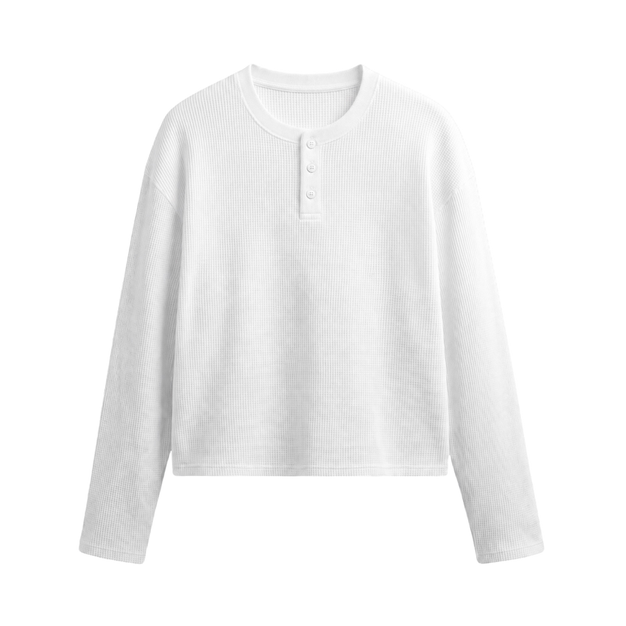 Reserve Waffle Henley T-Shirt - White