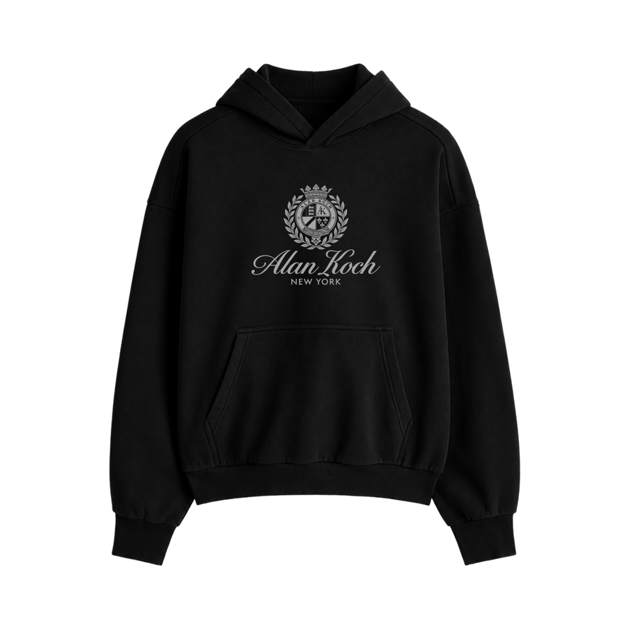 Royal Crest Pullover Hoodie – Jet Black