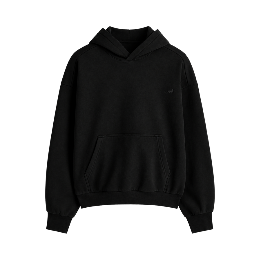 Signature Relaxed Hoodie – Midnight Black