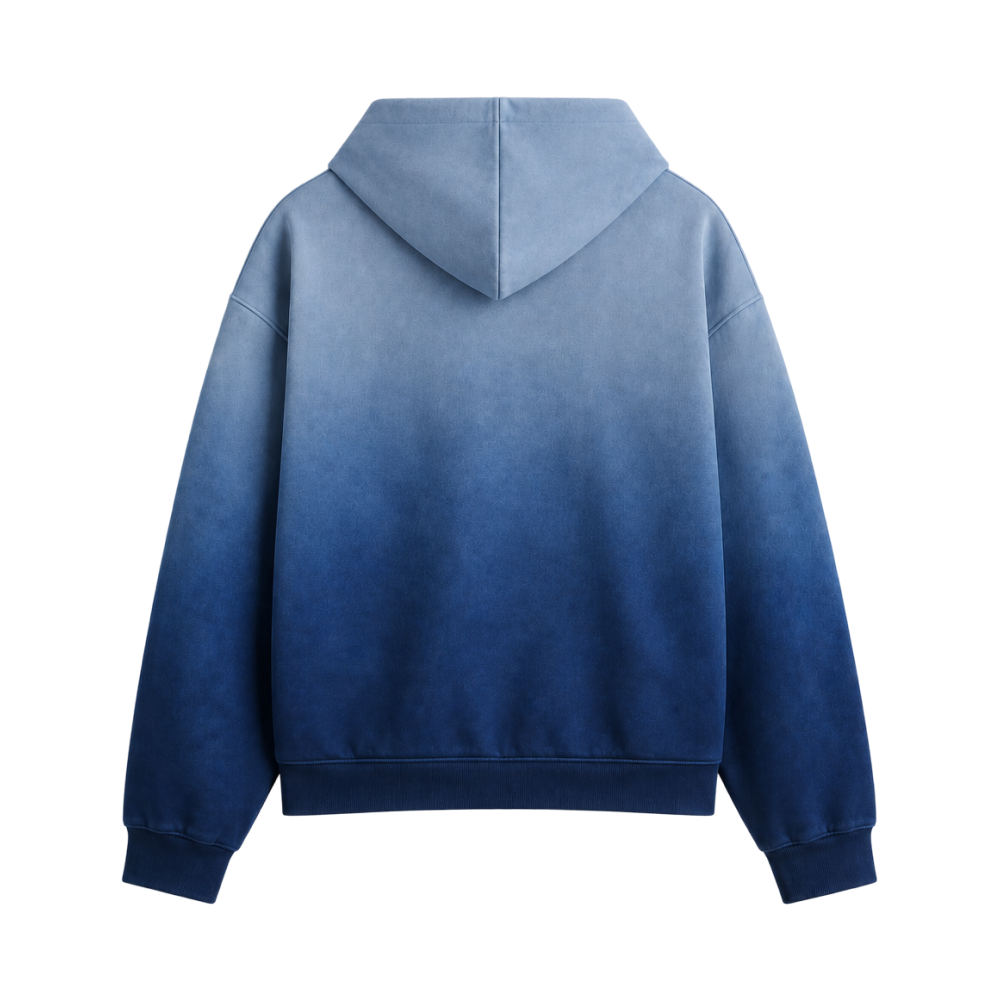 Signature Relaxed Ombré Zip Hoodie – Ocean Blue
