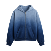 Signature Relaxed Ombré Zip Hoodie – Ocean Blue