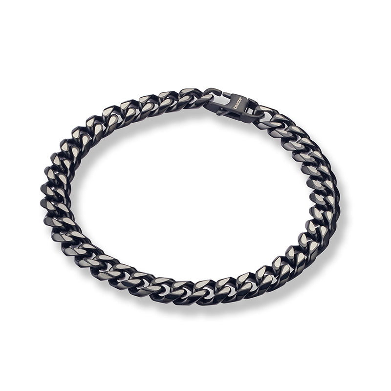 Alan Koch Black Oxidised Curb Link Chain Bracelet 8Mm