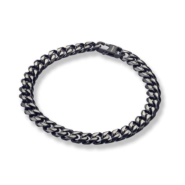 Alan Koch Black Oxidised Curb Link Chain Bracelet 8Mm
