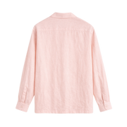 Tailored Open Collar Linen Shirt – Blush