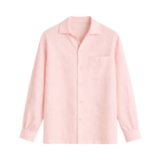 Tailored Open Collar Linen Shirt – Blush