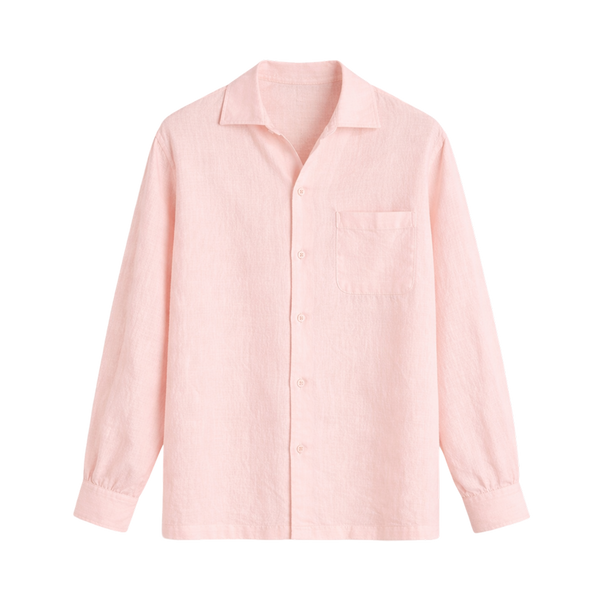 Tailored Open Collar Linen Shirt – Blush