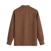 Tailored Open Collar Linen Shirt – Chestnut
