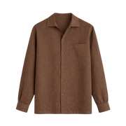 Tailored Open Collar Linen Shirt – Chestnut