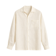 Tailored Open Collar Linen Shirt – Cream