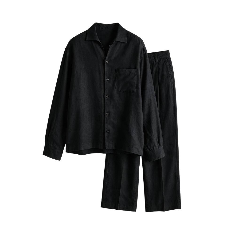 The Country Club Linen Co-ord Set - Noir