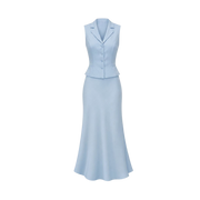 Valeria Collared Flared Co Ord Set - Glacier