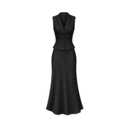 Valeria Collared Flared Co Ord Set - Obsidian
