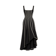 Valeria Contrast Panel Midi Dress - Black Ivory