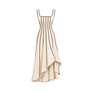 Valeria Contrast Panel Midi Dress - Ivory Brown