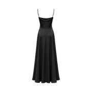 Valeria Cowl Satin Maxi Dress - Black