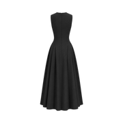 Valeria Flared High Neck Midi Dress - Black